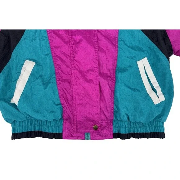 VTG River Edge Sport Women's Windbreaker Medium Multicolor Full Zip 80's 90's - Picture 6 of 13